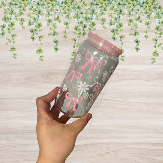 Pink bows White daisy 🌼 Libby