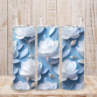 White Flowers 20 oz Tumbler