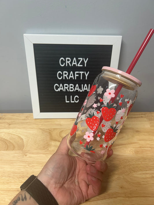 16oz Strawberry Flowers Libby