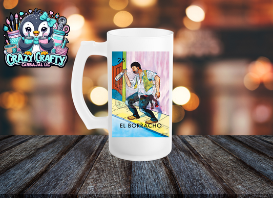 El borracho lotería beer mug