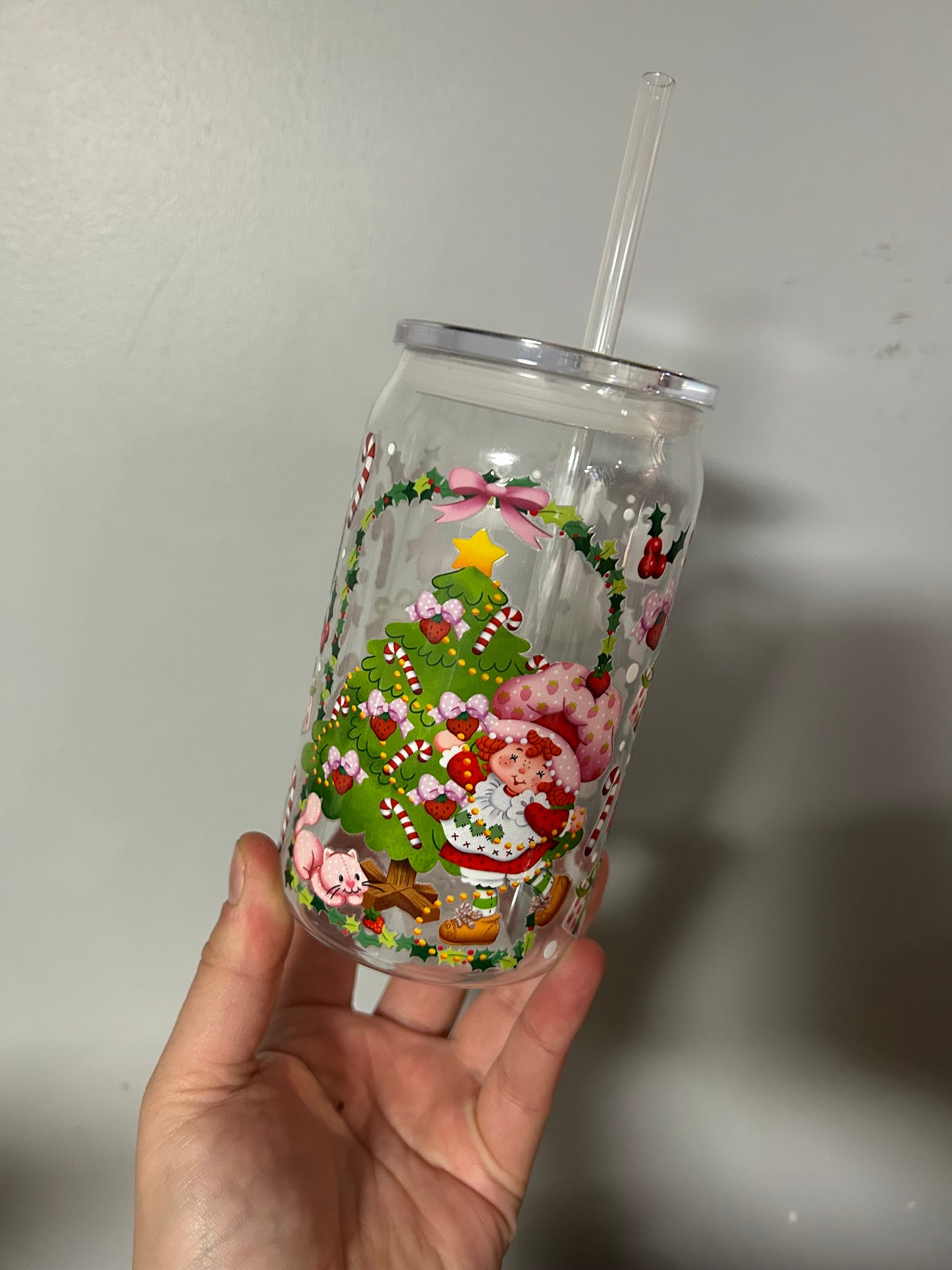 Strawberry girl Christmas plastic cup